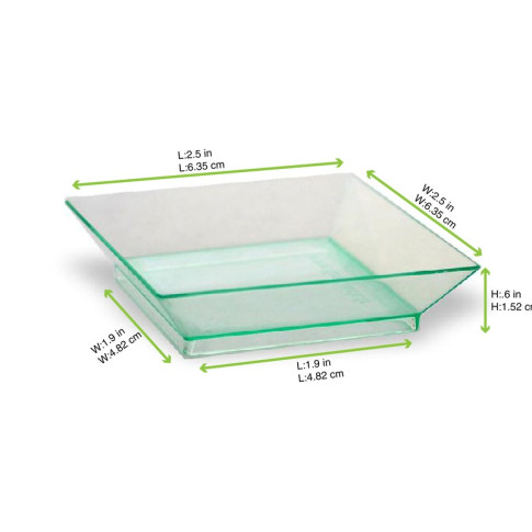 Piatto da assaggi "Klarity" riutilizzabile verde trasparente 65x65mm