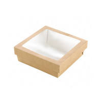 Scatola "Kray" in cartone kraft con coperchio a finestra 155x155mm H50mm 950ml