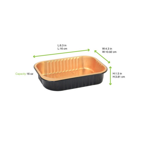 Opseal Aluminum tray black/gold 161x110mm H38mm 475ml