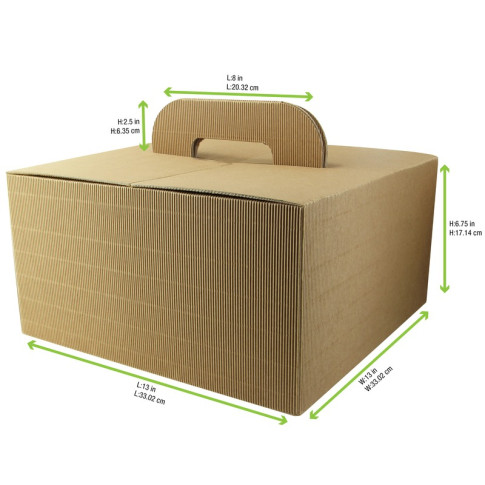 Scatola in cartone ondulato "LunchNGo" con manico 335x335mm H175mm