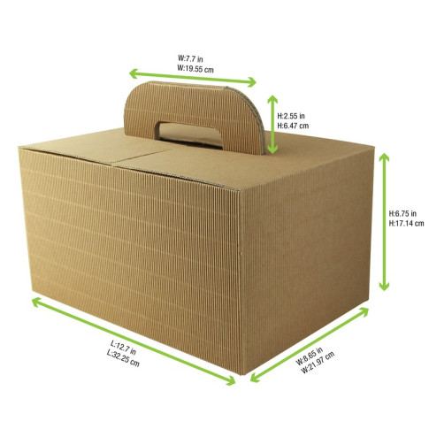 Scatola in cartone ondulato "LunchNGo" con manico 325x225mm H175mm