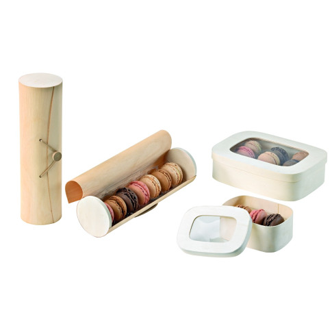 Scatola in legno cilindrica per 7 macarons  H230mm