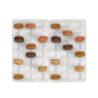 Inserto in PET trasparente per 48 macarons (6x8) con chiusura clip 356x255mm H24mm