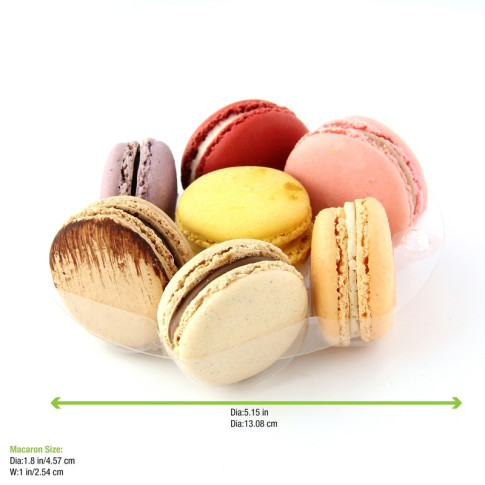 Inserto  in PET trasparente per 7 macarons (tondo) con chiusura clip 130 H20mm