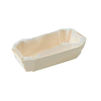 Stampo da forno in legno con pirottino in carta 115x65mm H33mm 150ml
