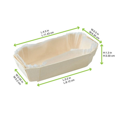 Stampo da forno in legno con pirottino in carta 115x65mm H33mm 150ml
