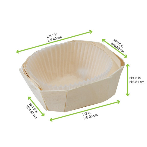 Stampo da forno in legno con pirottino in carta 100x70mm H37mm 120ml