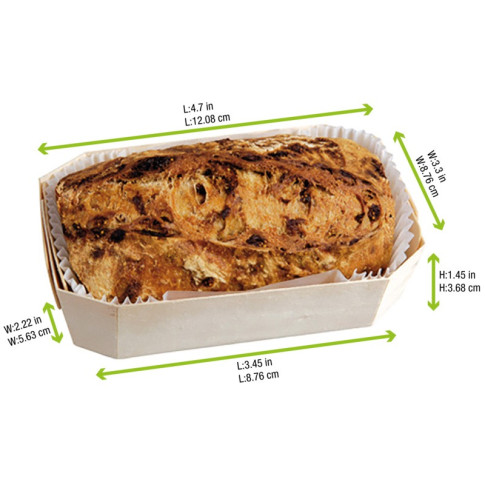 Stampo da forno in legno con pirottino in carta 120x90mm H40mm 300ml