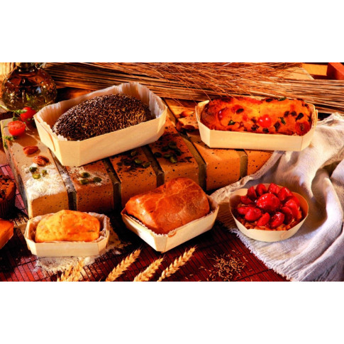 Stampo da forno in legno con pirottino in carta 120x90mm H40mm 300ml