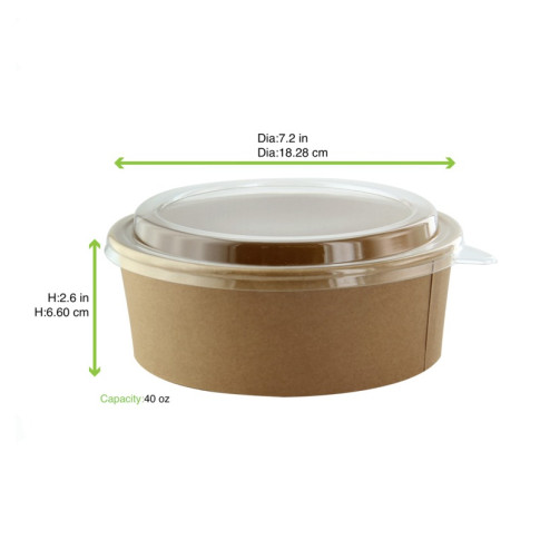 Insalatiera "Buckaty" multiuso, tonda in cartone kraft con coperchio in PET  H67mm 1 330ml