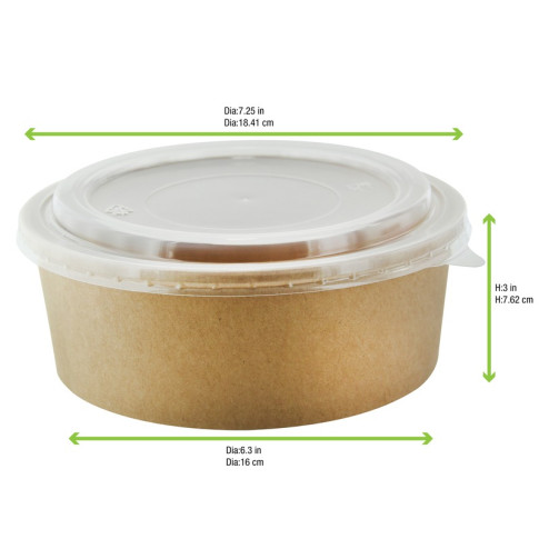 Insalatiera "Buckaty" multiuso, tonda in cartone kraft con coperchio in PP  H65mm 1200ml