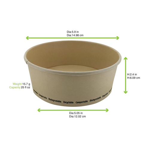 Insalatiera "Buckaty" multiuso, tonda in cartone e fibra di bambù  H60mm 750ml