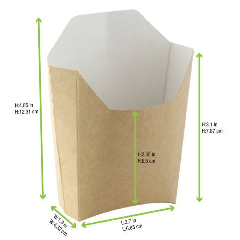 Tasca per patatine fritte in cartone kraft  115x90mm H110mm