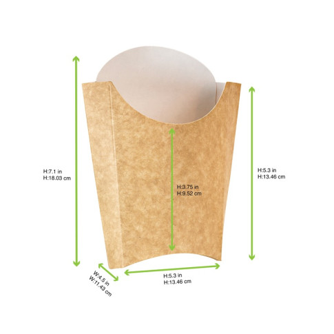 Tasca per patatine fritte in cartone kraft  115x90mm H140mm 480ml