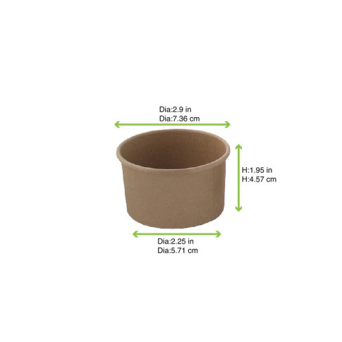 Contenitore in cartone kraft kraft per alimenti caldi e freddi  H50mm 134ml