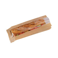 Sacchetto per panino in carta scura con finestra 120x40mm H340mm