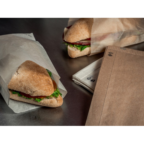 Sacchetto per panino in carta scura con finestra 120x40mm H340mm