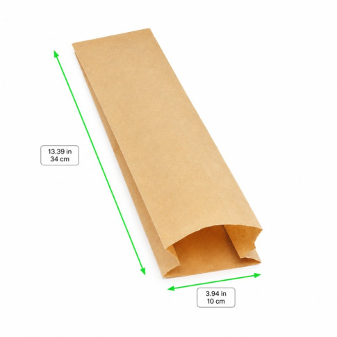 Sacchetto per panino in carta scura kraft antiunto 100x40mm H340mm