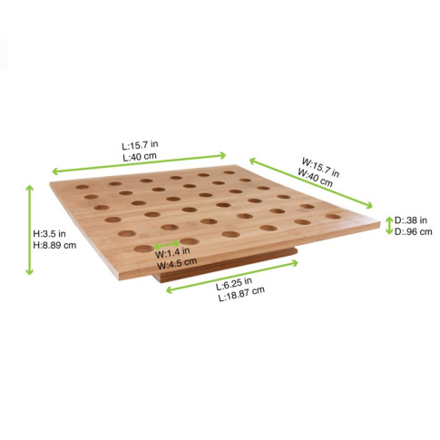 Supporto in bambù a 36 fori per coni 400x400mm H85mm