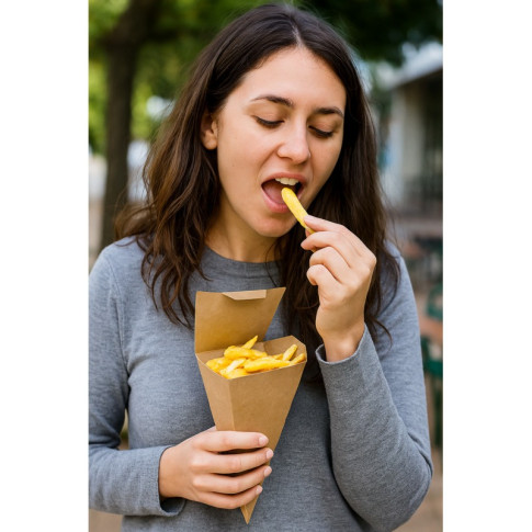 Cono da snack richiudibile in cartone kraft 90x90mm H190mm
