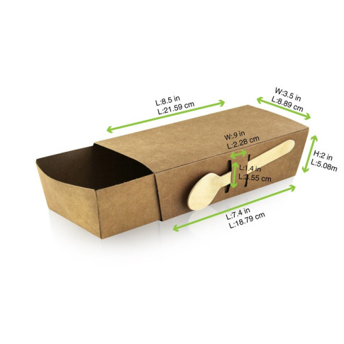 Coperchio in cartone kraft per barchetta porta-snack (PAP22) 215x90mm H53mm