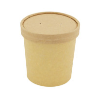 Contenitore in cartone kraft per alimenti caldi e freddi, con coperchio  H88mm 350ml