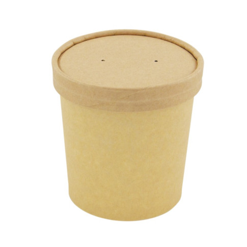 Contenitore in cartone kraft per alimenti caldi e freddi, con coperchio  H88mm 350ml