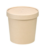 Contenitore in cartone kraft per alimenti caldi e freddi laminato in PLA, con coperchio  H110mm 710ml