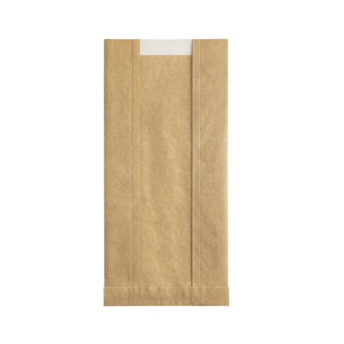 Sacchetto per pane in carta scura con finestra 140x70mm H440mm