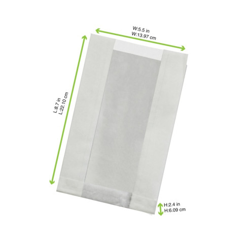 Sacchetto in carta kraft antiunto con finestra in PP (C/PAP81 + PP5) 220x140mm H60mm