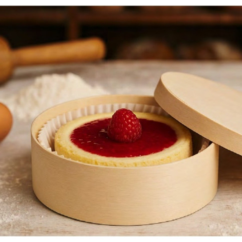 Scatola rotonda in legno misto FSC + carta da forno  H42mm 200ml