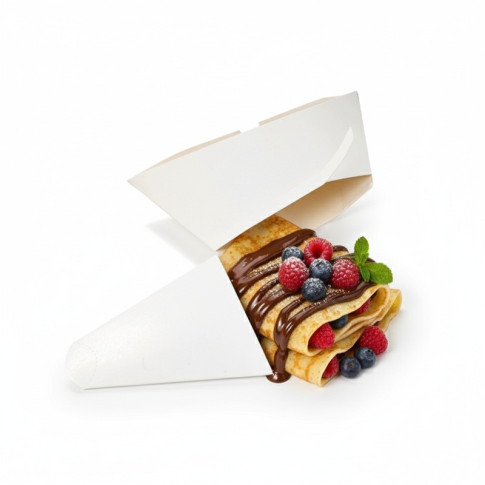 Scatola da crepes triangolare in cartone bianco 215x185mm