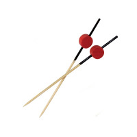 Stecchino Atami in bambù nero con decorazione rossa (FOR50)  H90mm