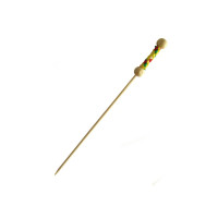 Stecchino Fuji in bambù con perline naturali e decorazione gialla (FOR50)  H112mm