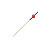 Stecchino Kita in bambù con decorazione nera e pallina rossa (FOR50)  H70mm