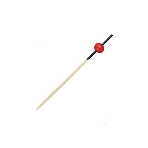 Stecchino Kita in bambù con decorazione nera e pallina rossa (FOR50)  H70mm