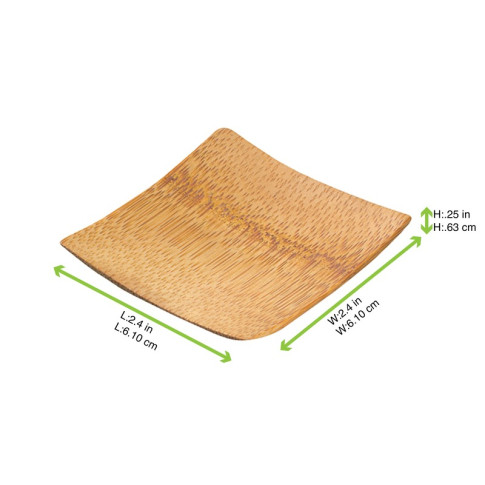 Piattino quadrato in bambù liscio "Krabi" 60x60mm