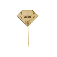 Stecchino per carne Rumpy in bambù, etichetta Medium Rare (media/al sangue) (FOR50) 54mm H95mm