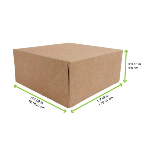 Scatola da pasticceria in cartone kraft 180x180mm H80mm