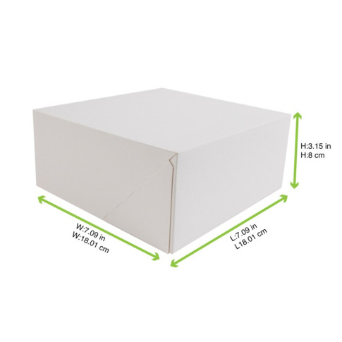 Scatola da pasticceria in cartone bianco 180x180mm H80mm