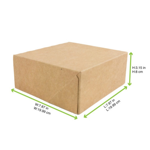 Scatola da pasticceria in cartone kraft 200x200mm H80mm