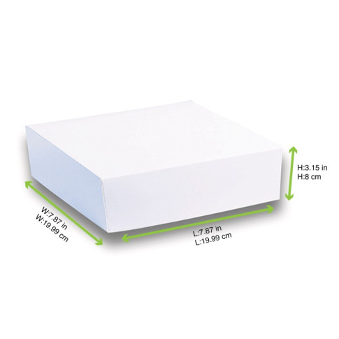 Scatola da pasticceria in cartone bianco 200x200mm H80mm