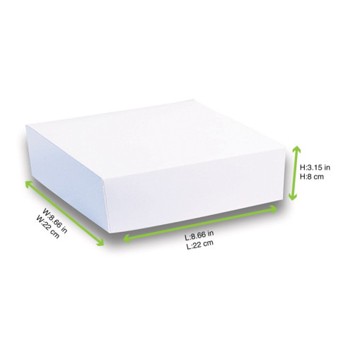 Scatola da pasticceria in cartone bianco 220x220mm H80mm