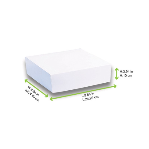 Scatola da pasticceria in cartone bianco 250x250mm H100mm