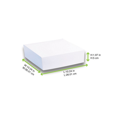Scatola da pasticceria in cartone bianco 260x260mm H50mm