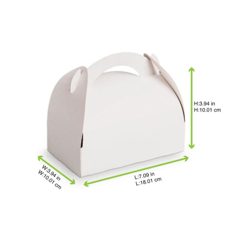 Scatola da pasticceria in cartone bianco con manici 180x100mm H115mm
