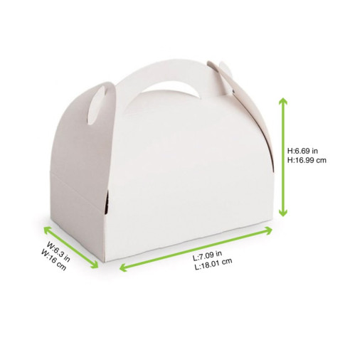 Scatola da pasticceria in cartone bianco con manici 180x160mm H168mm