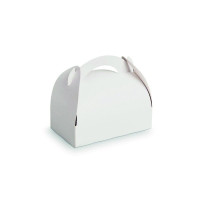 Scatola da pasticceria in cartone bianco con manici 200x180mm H166mm
