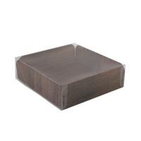 Cartone quadrato con decoro in legno su entrambi i lati+copertina in PET  203,2x203,2mm H63,5mm