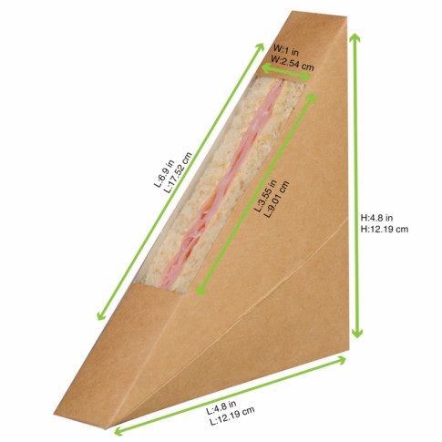 Porta tramezzino singolo kraft con finestra 26x123mm H123mm